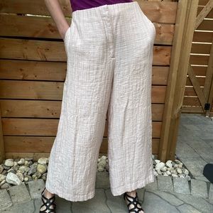 Massimo Dutti Dusty Pastel Rose Flowy Wide Leg Pant S Textured